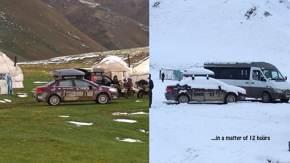 weather in Kyrgyzstan changed easily and it snowed