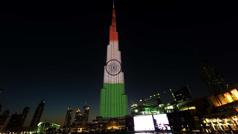 indian flag in burj khalifa