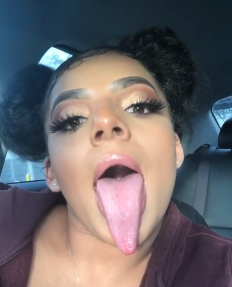 girl long tongue