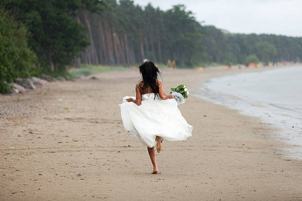 Bride running away