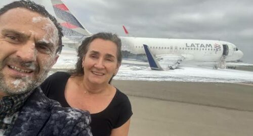 Couple take selfie after surviving plane accident