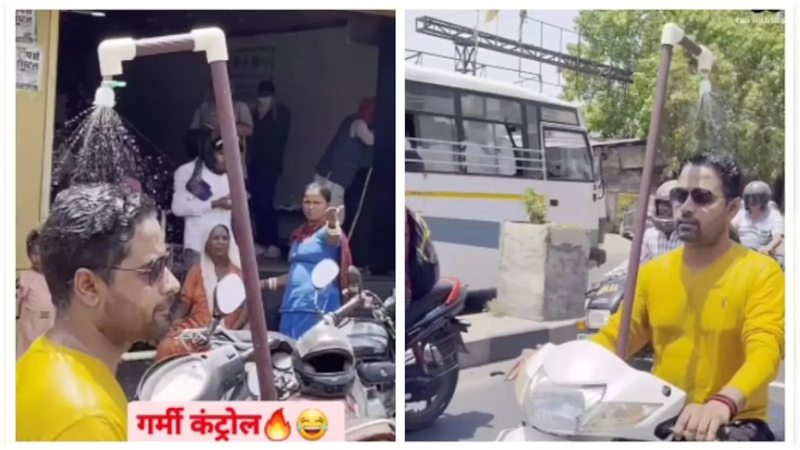 OMG! Man Installs Shower on Scooter to Beat the Heat, Internet Reacts